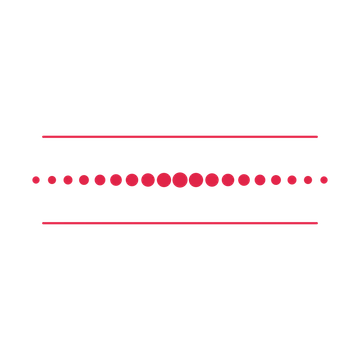 A decorative divider with 19 dot motifs arranged in a tapered, between two fine horizontal rules.