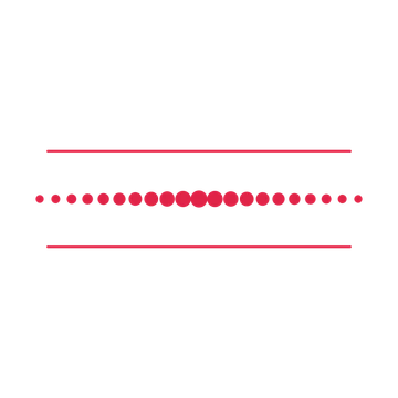 A decorative divider with 21 dot motifs arranged in a tapered, between two fine horizontal rules.