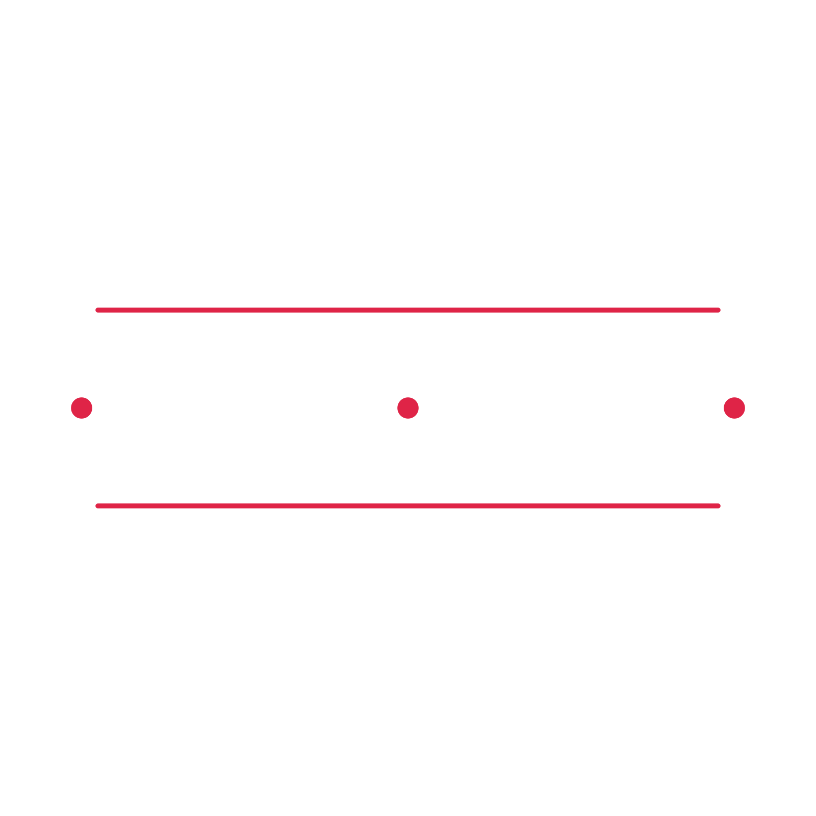 A decorative divider with 3 dot motifs arranged in a line, between two fine horizontal rules.