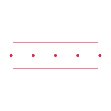 A decorative divider with 5 dot motifs arranged in a line, between two fine horizontal rules.