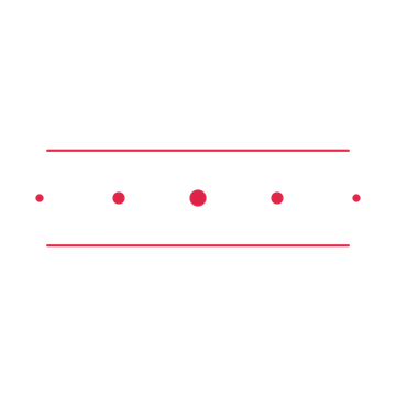 A decorative divider with 5 dot motifs arranged in a tapered, between two fine horizontal rules.
