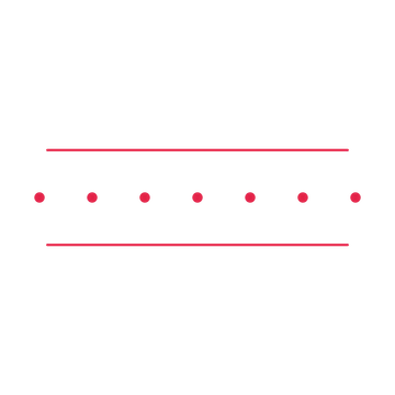 A decorative divider with 7 dot motifs arranged in a line, between two fine horizontal rules.