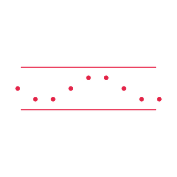 A decorative divider with 9 dot motifs arranged in a wave, between two fine horizontal rules.