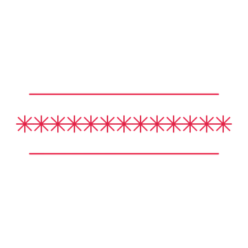 A decorative divider with 13 fan motifs arranged in a line, between two fine horizontal rules.