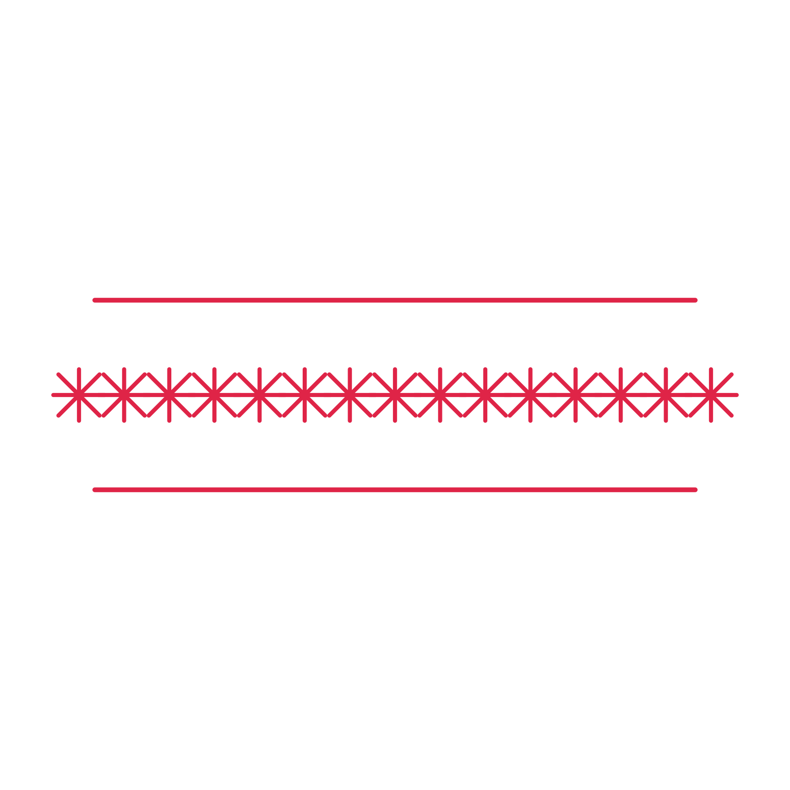A decorative divider with 15 fan motifs arranged in a line, between two fine horizontal rules.