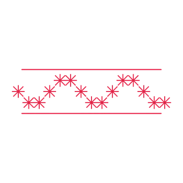 A decorative divider with 15 fan motifs arranged in a wave, between two fine horizontal rules.