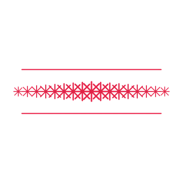 A decorative divider with 17 fan motifs arranged in a tapered, between two fine horizontal rules.