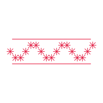 A decorative divider with 17 fan motifs arranged in a wave, between two fine horizontal rules.