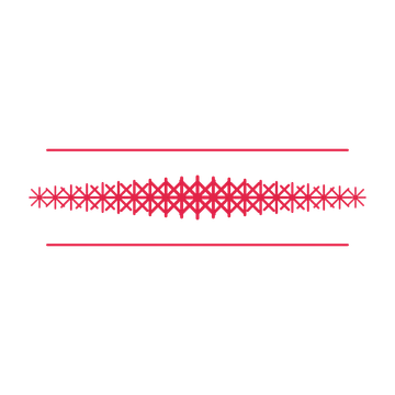 A decorative divider with 21 fan motifs arranged in a tapered, between two fine horizontal rules.