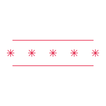 A decorative divider with 5 fan motifs arranged in a line, between two fine horizontal rules.