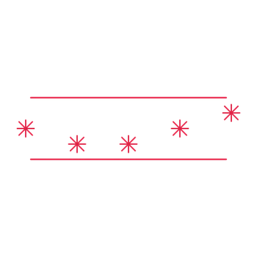 A decorative divider with 5 fan motifs arranged in a wave, between two fine horizontal rules.