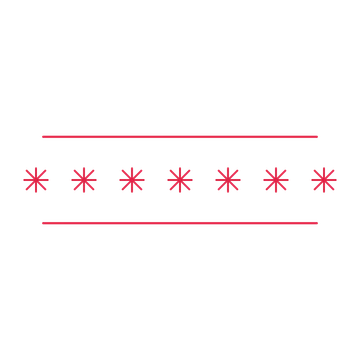 A decorative divider with 7 fan motifs arranged in a line, between two fine horizontal rules.