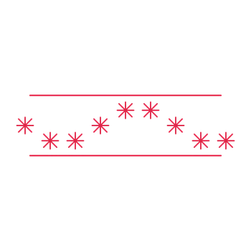 A decorative divider with 9 fan motifs arranged in a wave, between two fine horizontal rules.