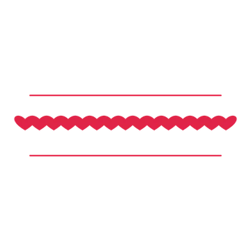 A decorative divider with 15 heart motifs arranged in a line, between two fine horizontal rules.