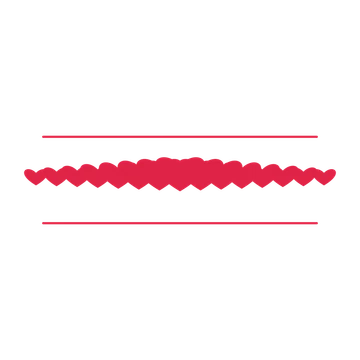 A decorative divider with 15 heart motifs arranged in a tapered, between two fine horizontal rules.