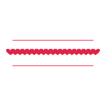 A decorative divider with 19 heart motifs arranged in a line, between two fine horizontal rules.