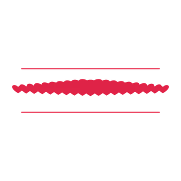 A decorative divider with 19 heart motifs arranged in a tapered, between two fine horizontal rules.