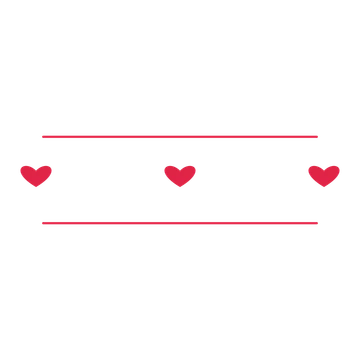 A decorative divider with 3 heart motifs arranged in a line, between two fine horizontal rules.