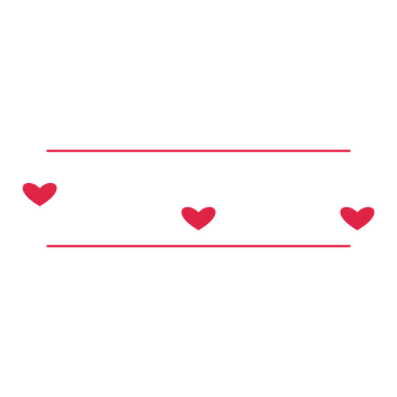 A decorative divider with 3 heart motifs arranged in a wave, between two fine horizontal rules.