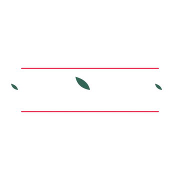 A decorative divider with 3 leaf motifs arranged in a tapered, between two fine horizontal rules.
