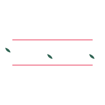 A decorative divider with 3 leaf motifs arranged in a wave, between two fine horizontal rules.
