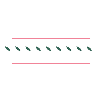 A decorative divider with 9 leaf motifs arranged in a line, between two fine horizontal rules.