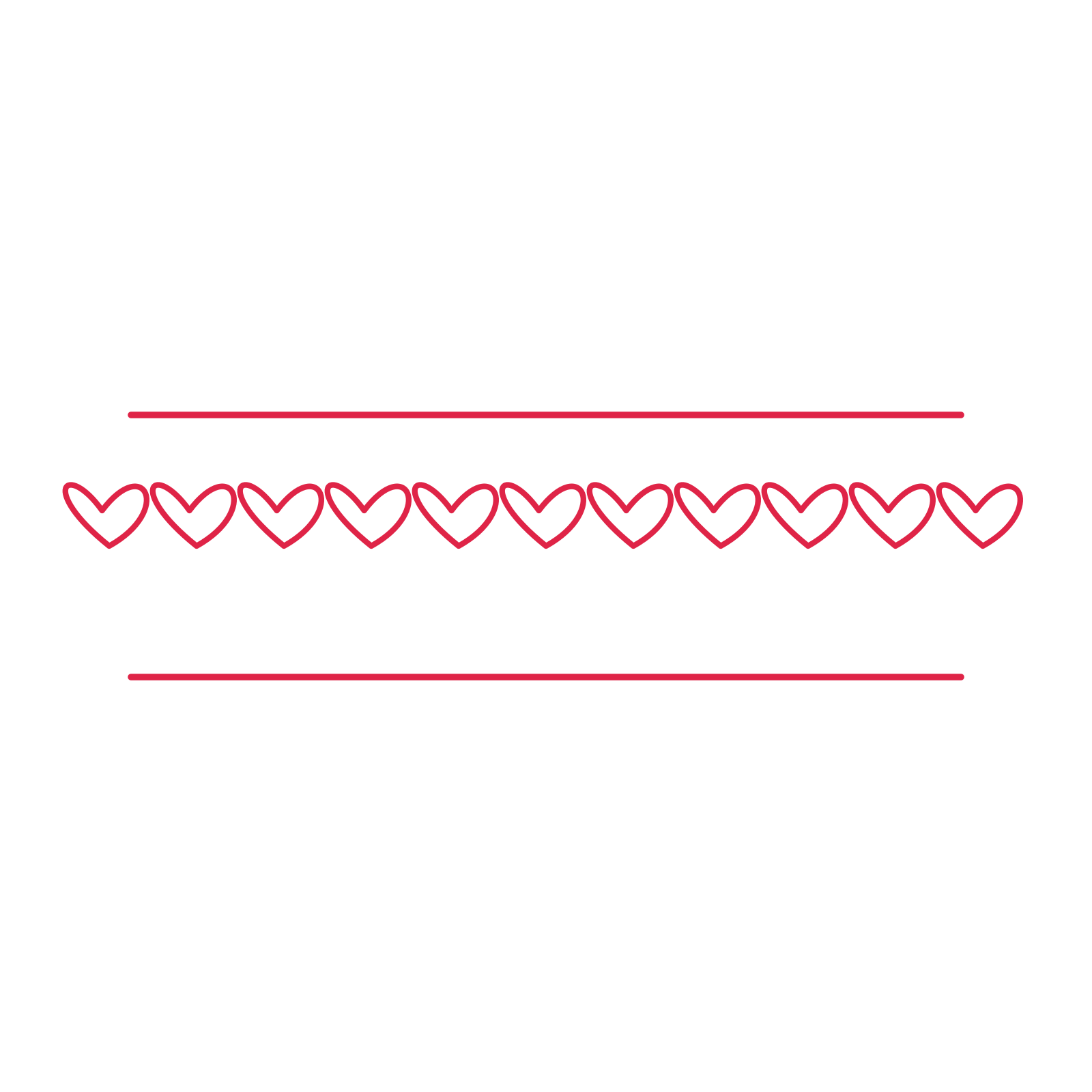 A decorative divider with 11 loop motifs arranged in a line, between two fine horizontal rules.