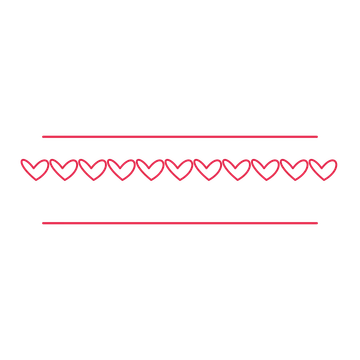 A decorative divider with 11 loop motifs arranged in a line, between two fine horizontal rules.