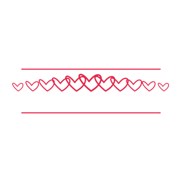 A decorative divider with 11 loop motifs arranged in a tapered, between two fine horizontal rules.