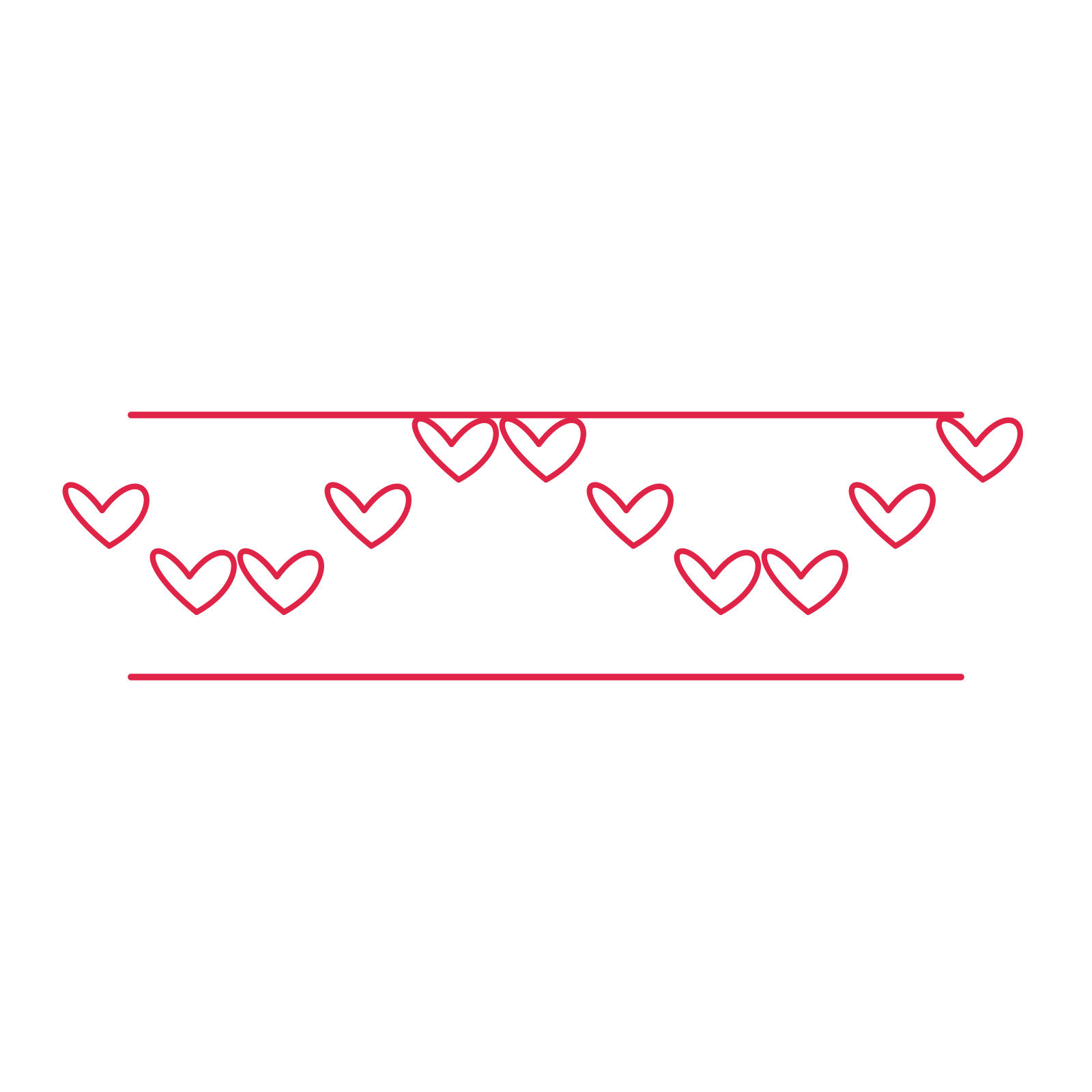 A decorative divider with 11 loop motifs arranged in a wave, between two fine horizontal rules.