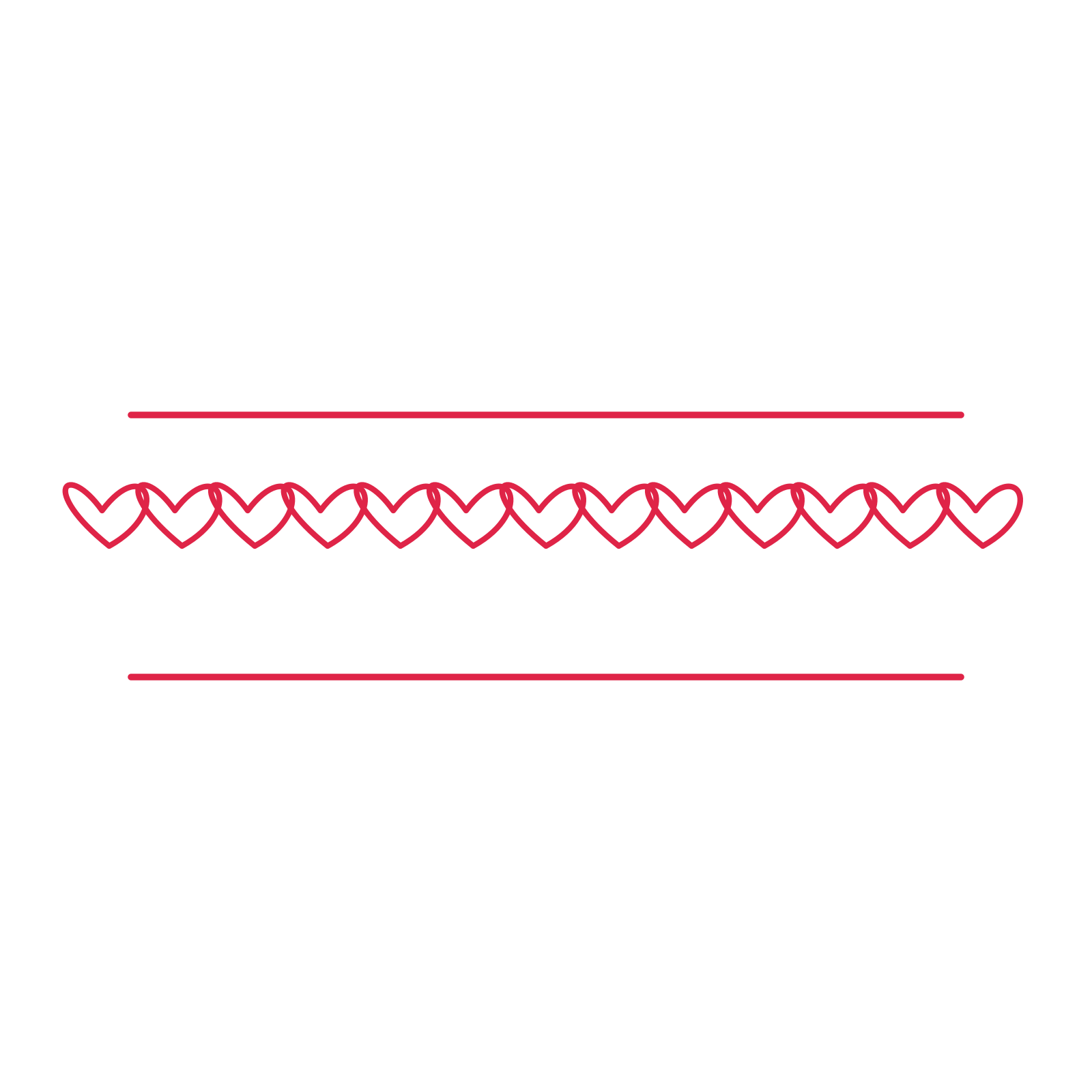 A decorative divider with 13 loop motifs arranged in a line, between two fine horizontal rules.