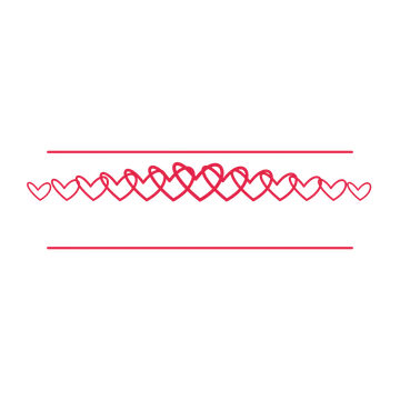 A decorative divider with 13 loop motifs arranged in a tapered, between two fine horizontal rules.