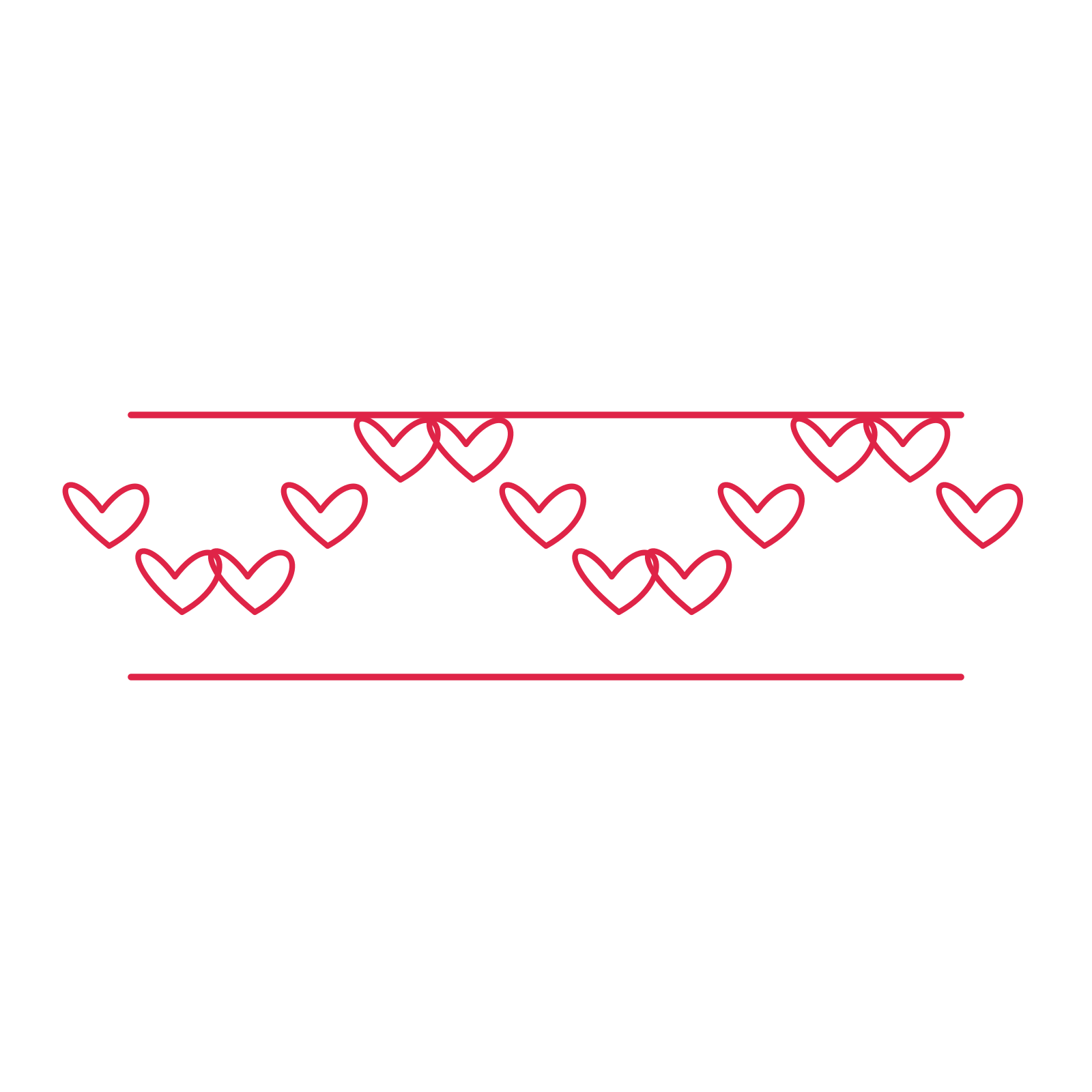 A decorative divider with 13 loop motifs arranged in a wave, between two fine horizontal rules.