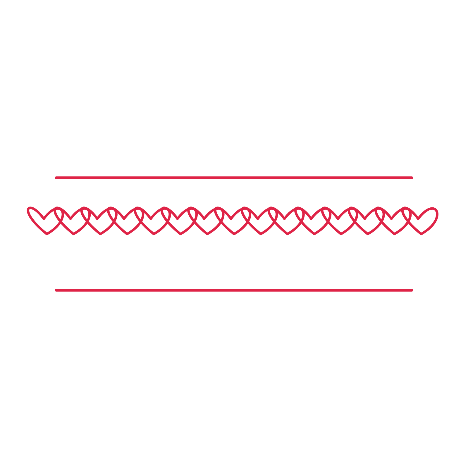 A decorative divider with 15 loop motifs arranged in a line, between two fine horizontal rules.