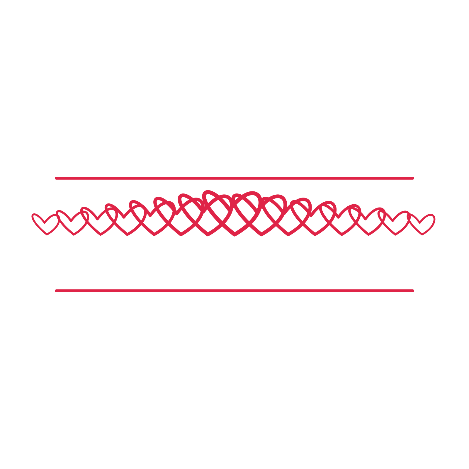 A decorative divider with 15 loop motifs arranged in a tapered, between two fine horizontal rules.
