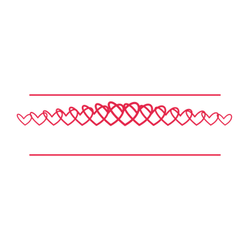 A decorative divider with 15 loop motifs arranged in a tapered, between two fine horizontal rules.