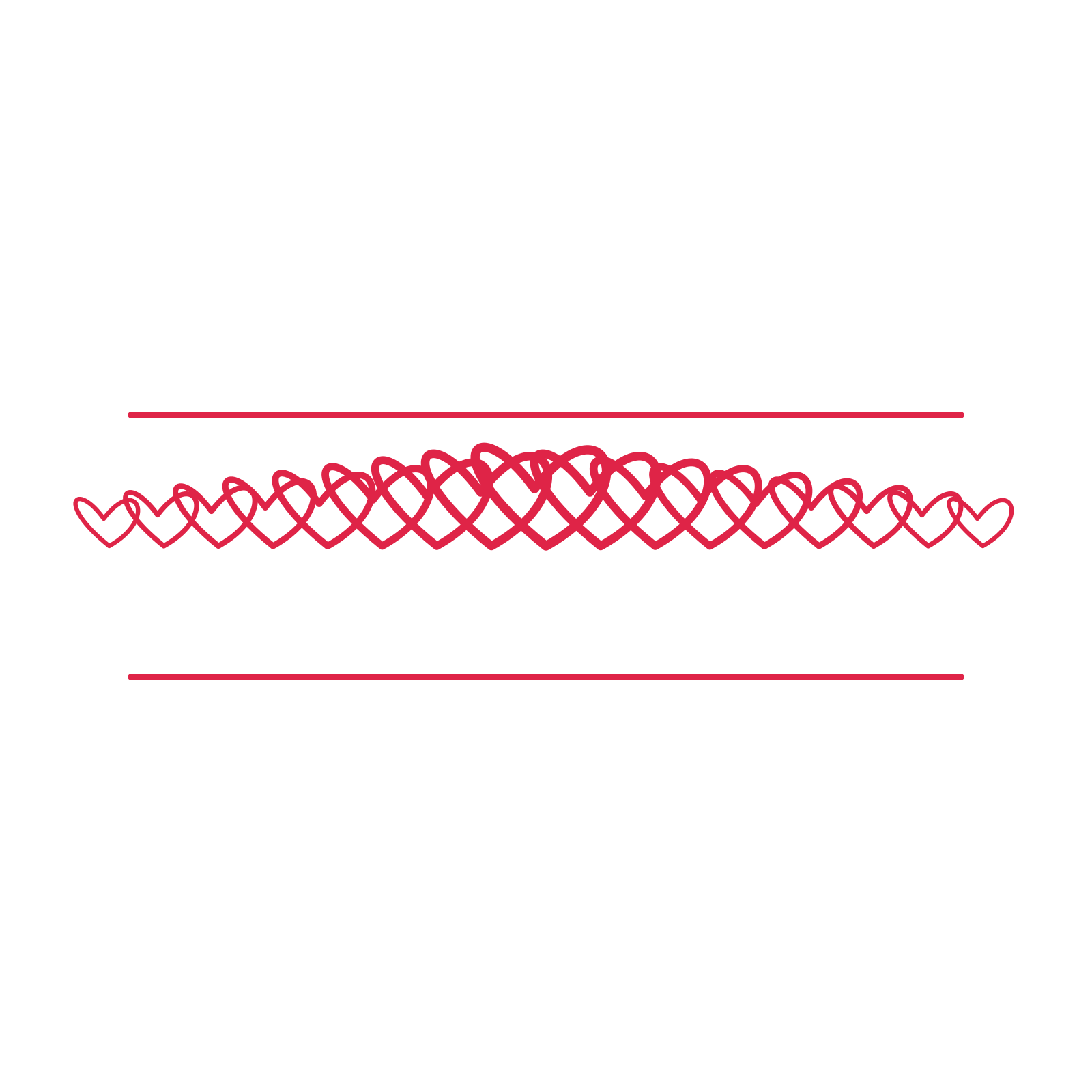 A decorative divider with 17 loop motifs arranged in a tapered, between two fine horizontal rules.