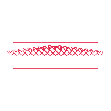 A decorative divider with 17 loop motifs arranged in a tapered, between two fine horizontal rules.