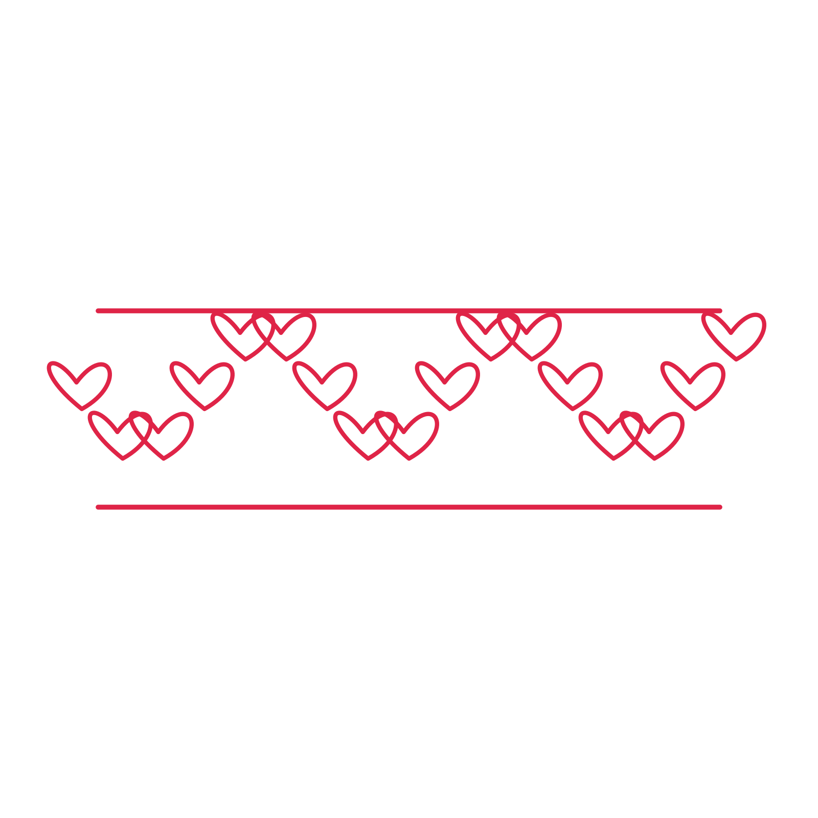 A decorative divider with 17 loop motifs arranged in a wave, between two fine horizontal rules.