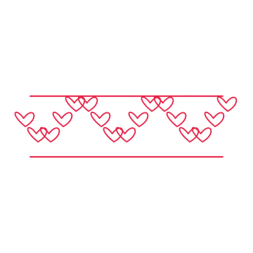 A decorative divider with 17 loop motifs arranged in a wave, between two fine horizontal rules.