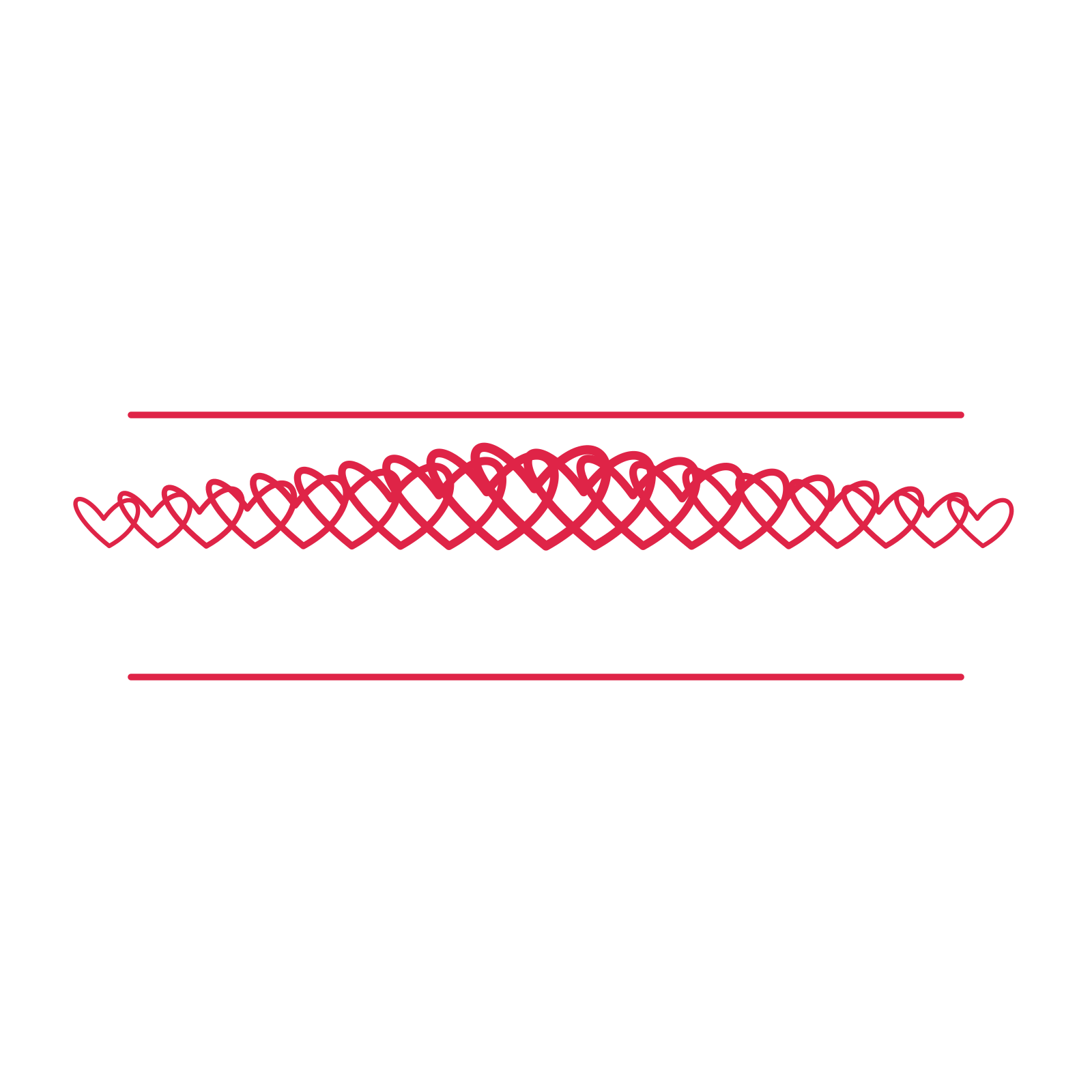 A decorative divider with 19 loop motifs arranged in a tapered, between two fine horizontal rules.