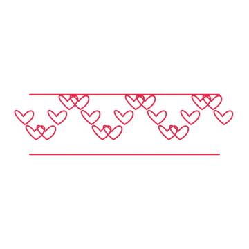 A decorative divider with 19 loop motifs arranged in a wave, between two fine horizontal rules.