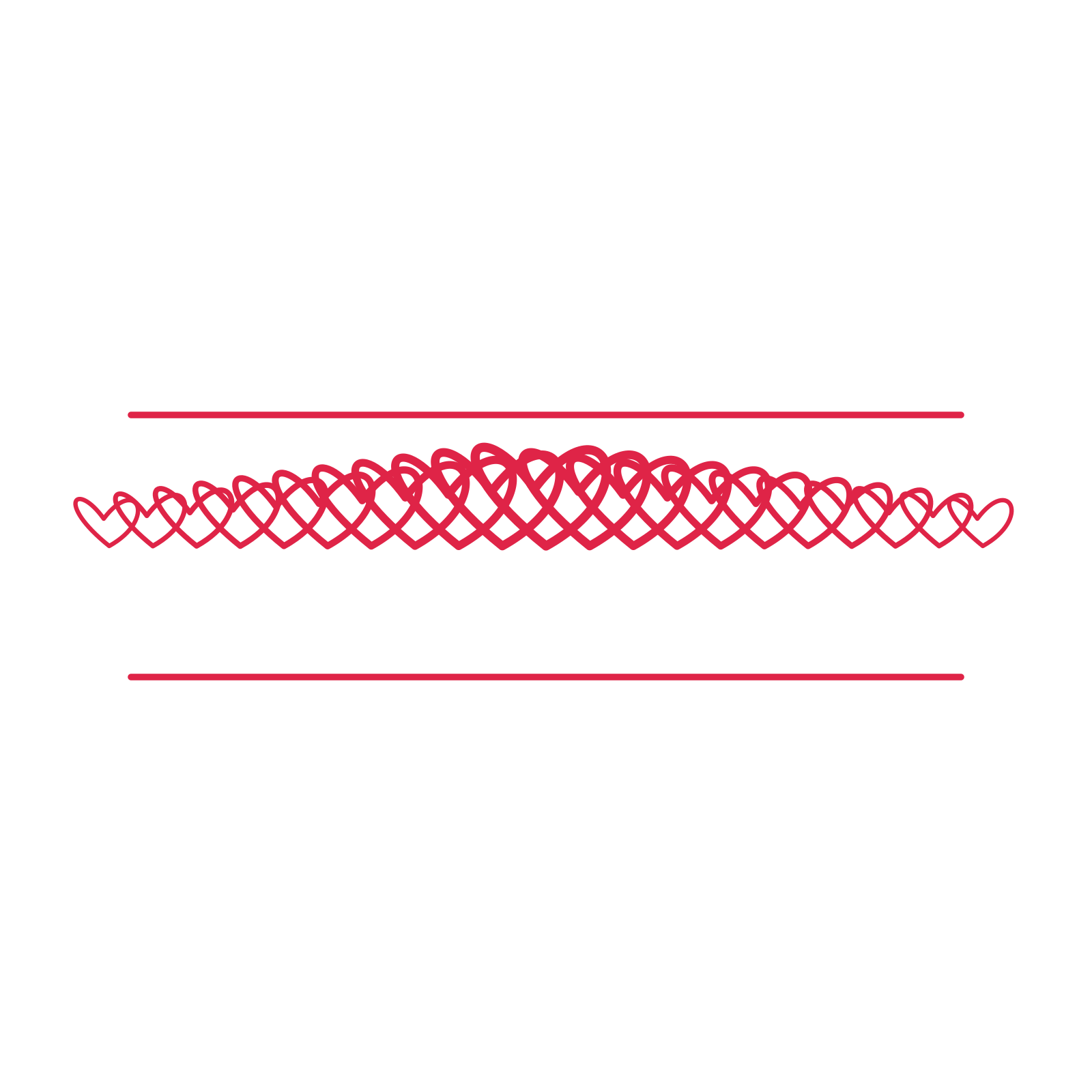 A decorative divider with 21 loop motifs arranged in a tapered, between two fine horizontal rules.