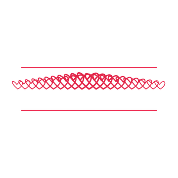 A decorative divider with 21 loop motifs arranged in a tapered, between two fine horizontal rules.