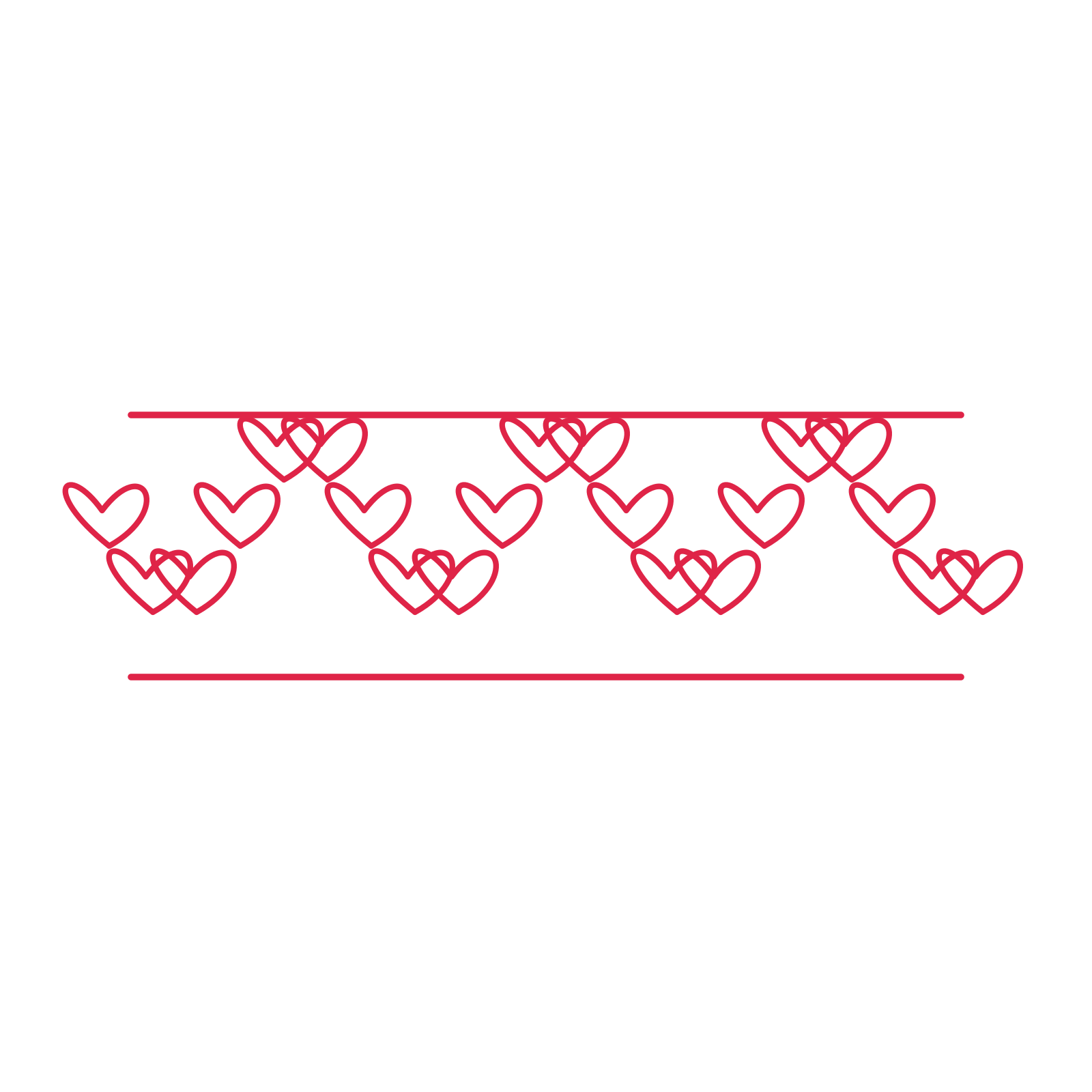 A decorative divider with 21 loop motifs arranged in a wave, between two fine horizontal rules.