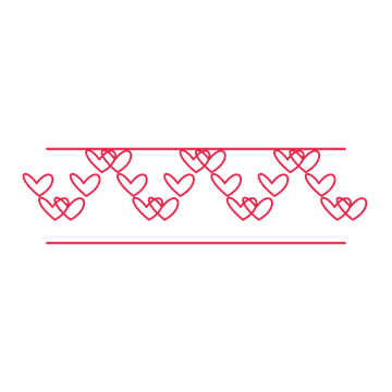 A decorative divider with 21 loop motifs arranged in a wave, between two fine horizontal rules.