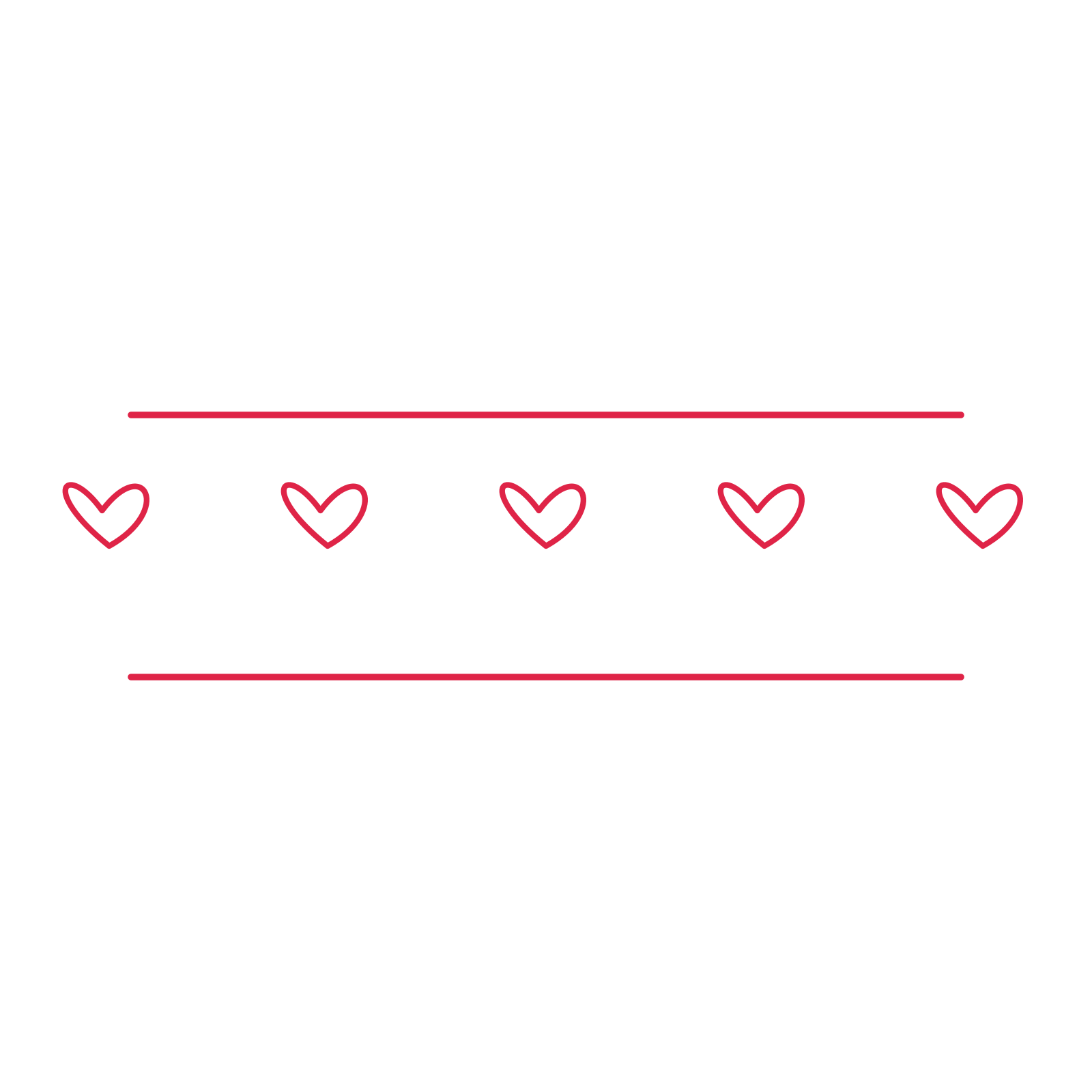 A decorative divider with 5 loop motifs arranged in a line, between two fine horizontal rules.
