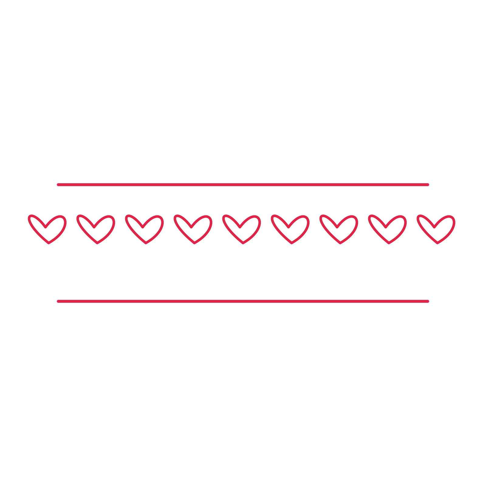 A decorative divider with 9 loop motifs arranged in a line, between two fine horizontal rules.