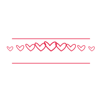 A decorative divider with 9 loop motifs arranged in a tapered, between two fine horizontal rules.