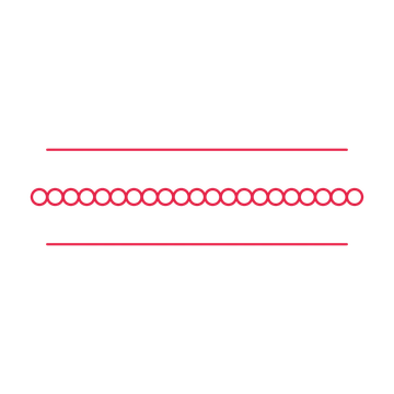 A decorative divider with 21 ring motifs arranged in a line, between two fine horizontal rules.